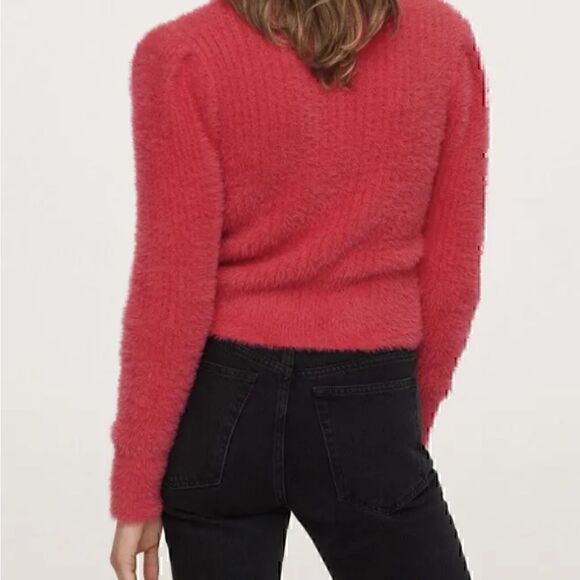 Mango Fuzzy Chunky  Ribbed Curvy Winter Crewneck Pullover Size S Very Good - Picture 5 of 12